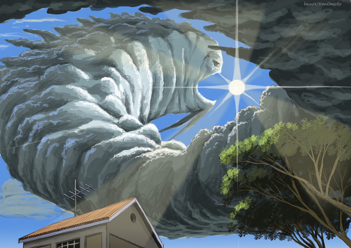 digital painting epic skies monster
