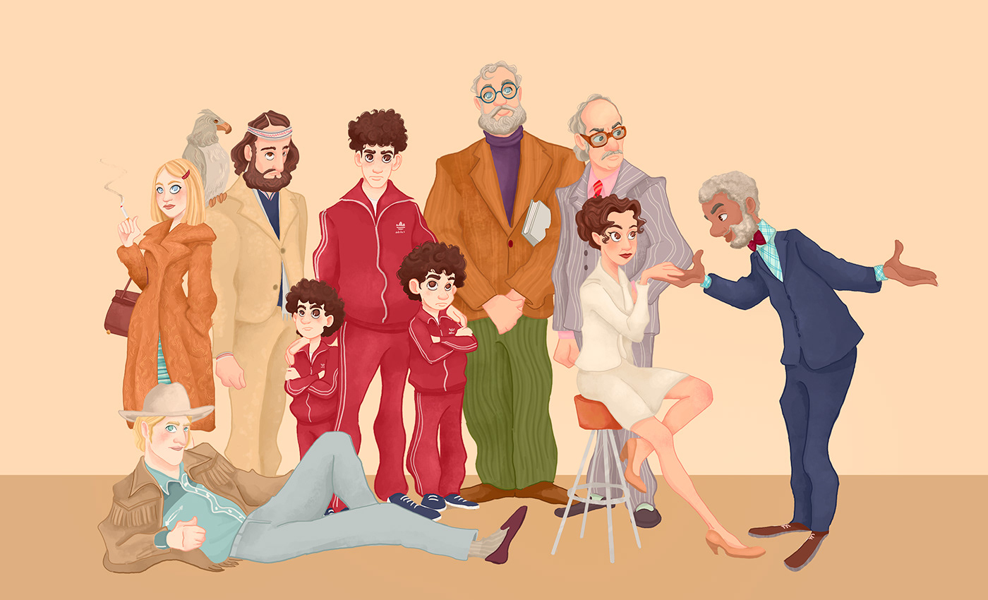 wes anderson fanart tenenbaums Character design  ILLUSTRATION  Digital Art  movie