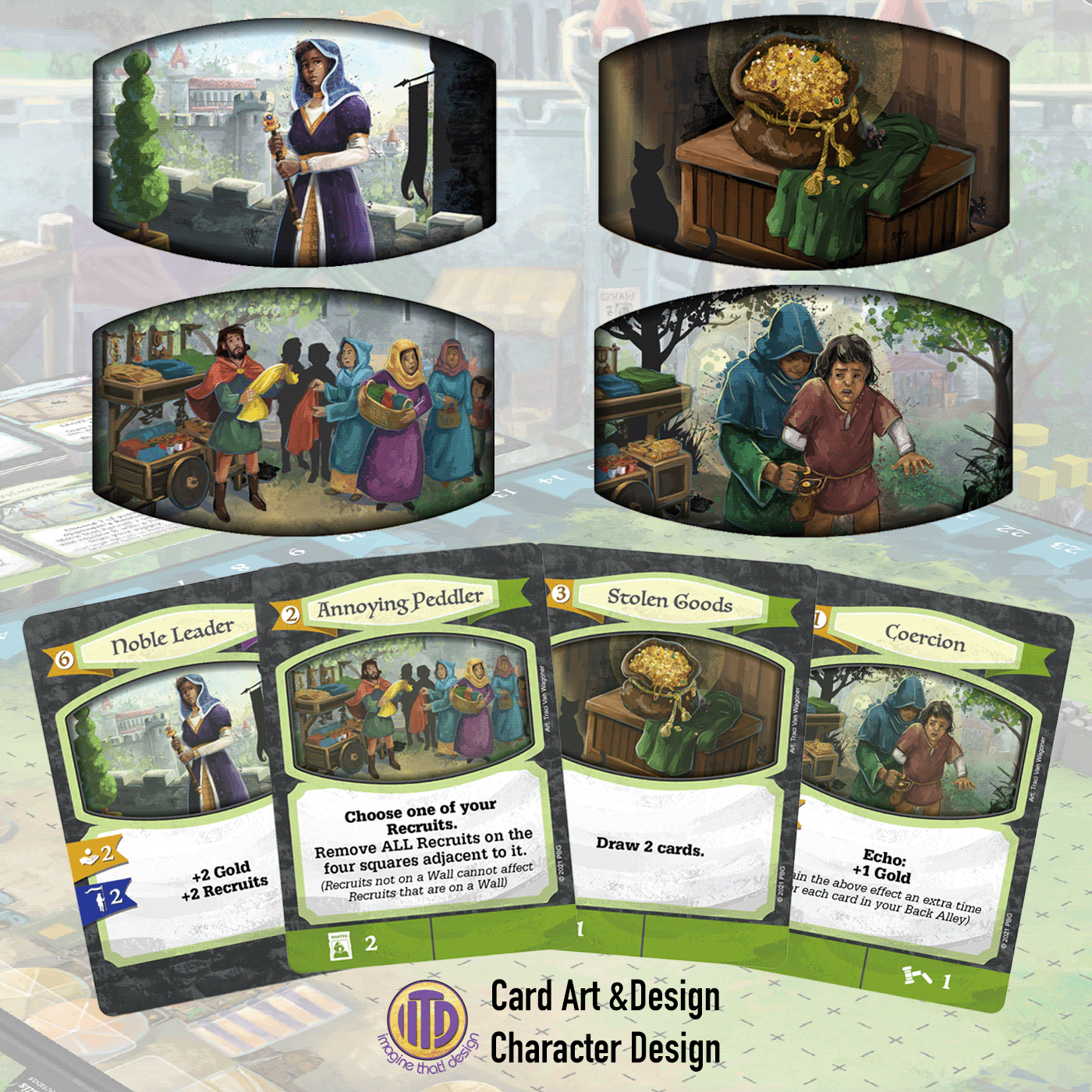 Game Art and card design for Castle Scape, a card drafting game by Praetorian Games. Traci and Kurt