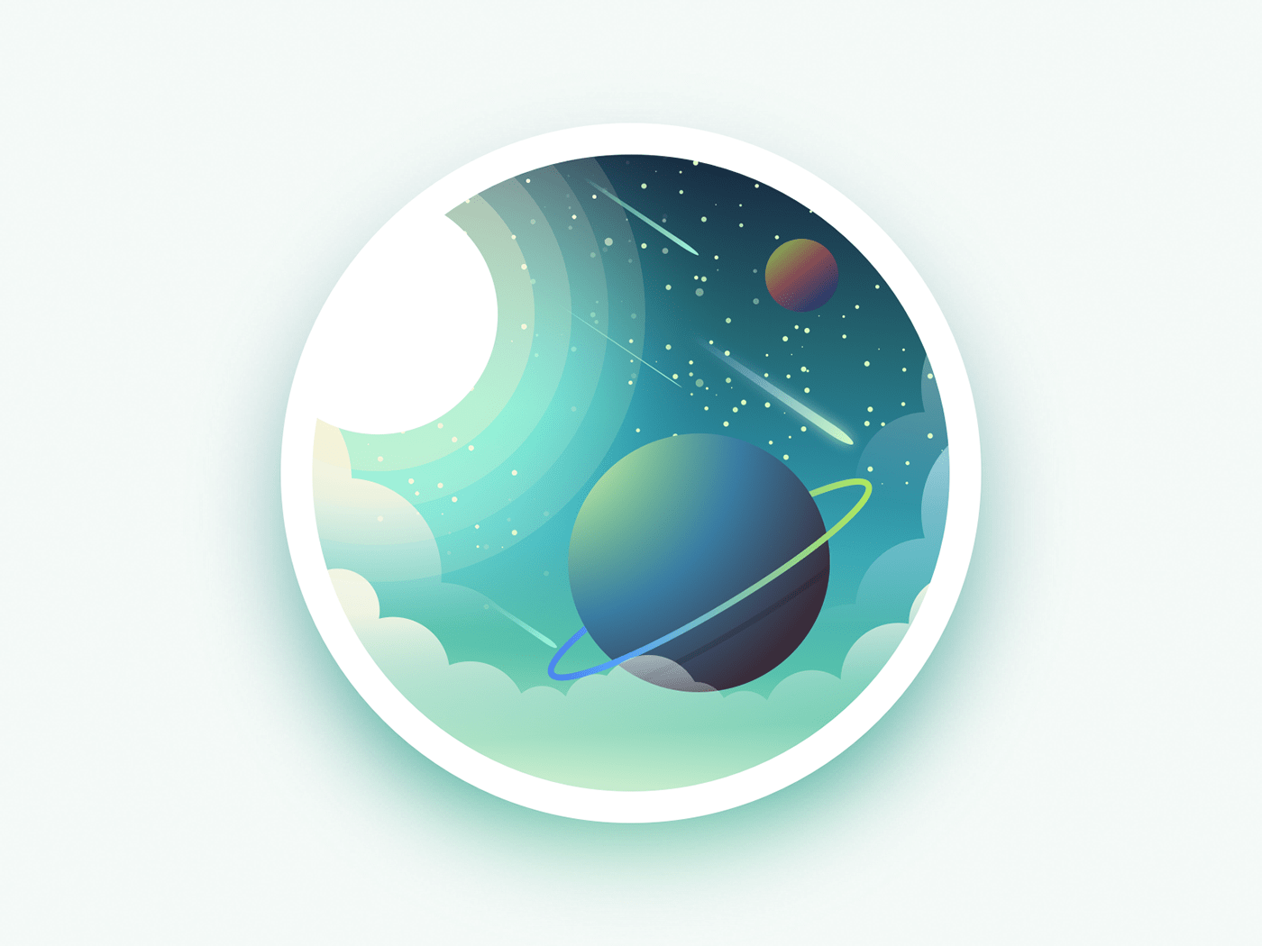 badge Space  Landscape Icon Illustrator adobe art direction star planet