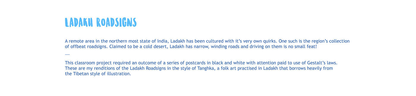 ladakh postcards folk art black and white Roadsigns