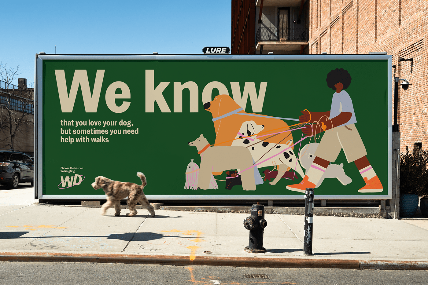 animal dog flat illustration poster Procreate Retro shapes color