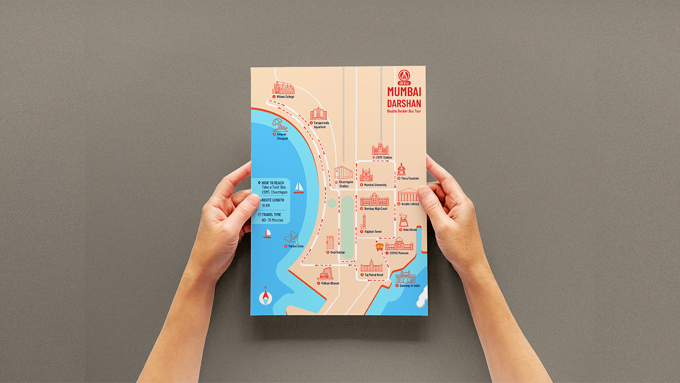 design map design map MUMBAI infographic double decker Mumbai Darshan Tour