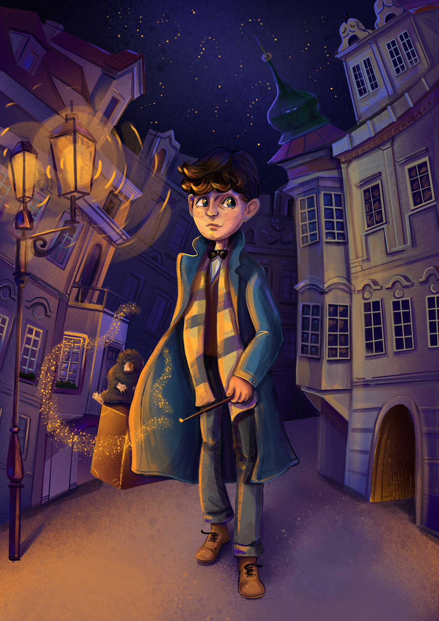 book cartoon Character design  Digital Art  digital illustration Drawing  Fantastic Beasts Magic   movie poster Procreate