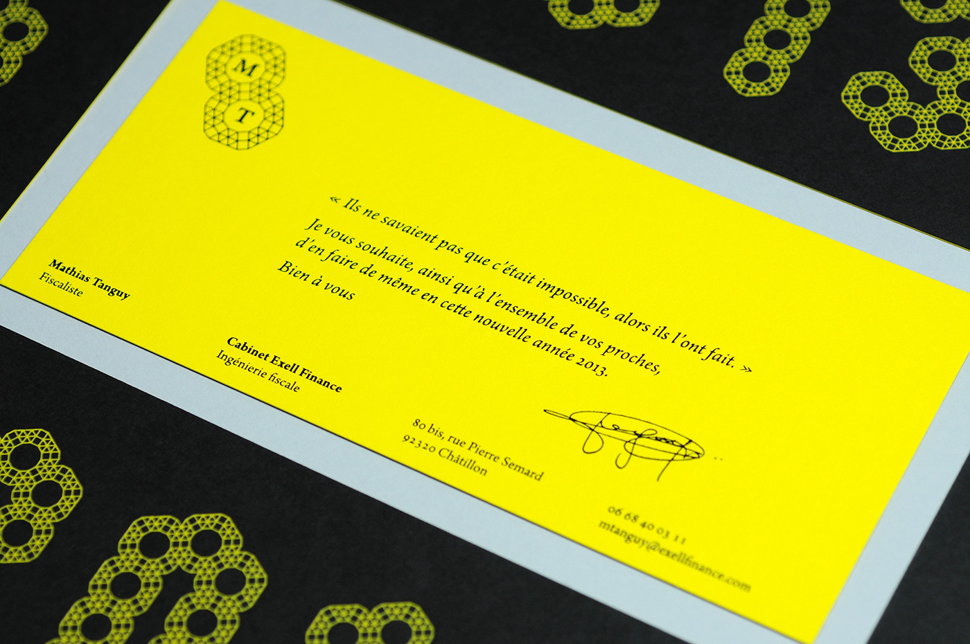 Foil Blocking yellow hot stamping duplex visual identity