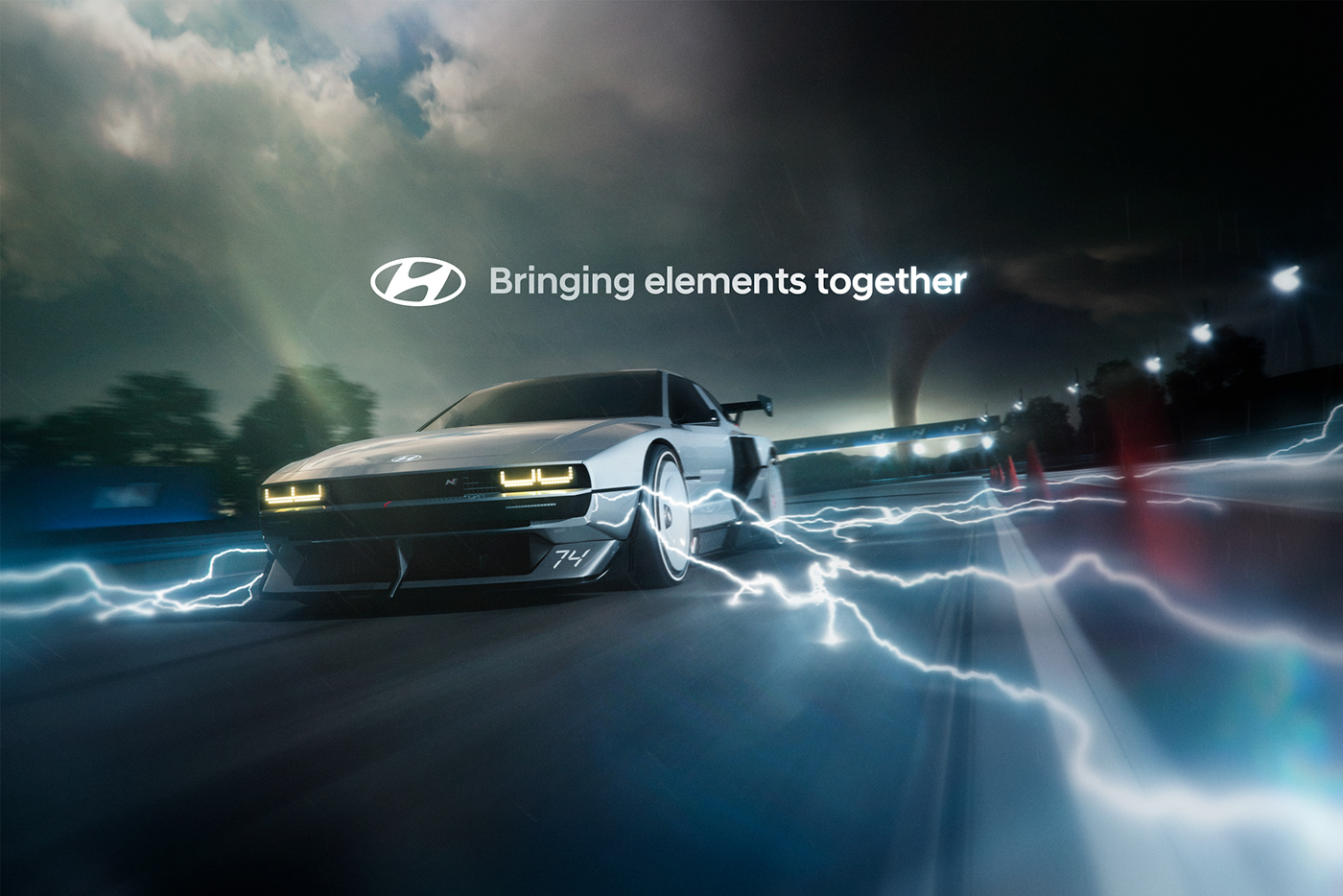 Hyundai CGI retouch automotive   racetrack hybrid car 3D electric nvision