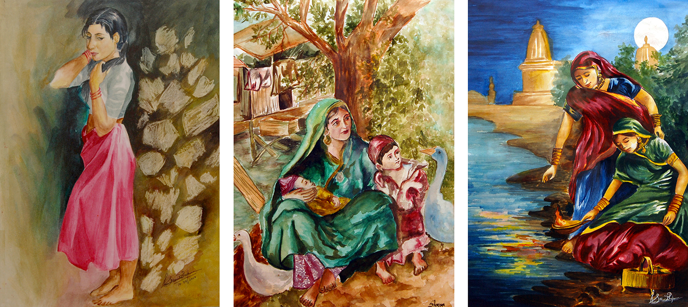 watercolor art painting   indian culture