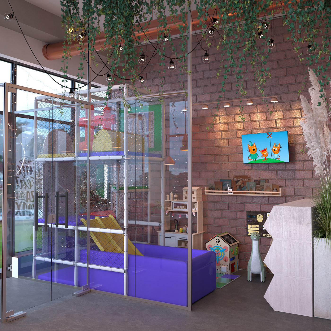 pizzeria restaurant Fast food commercial design Interior 3ds max visualization Cafe design cafe cafeinterior