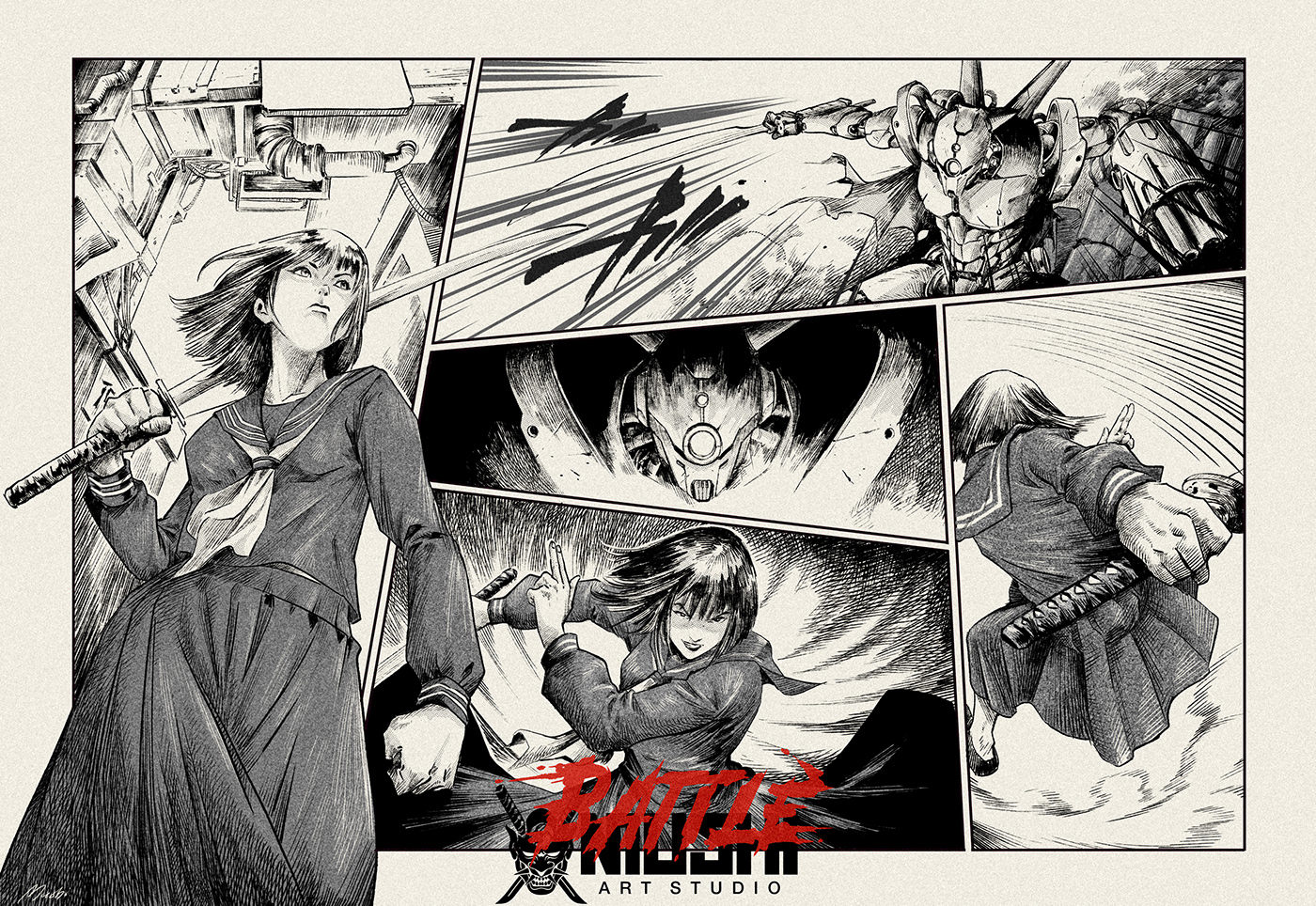 manga comic anime panel storyboard japan battle ILLUSTRATION  artwork Digital Art 