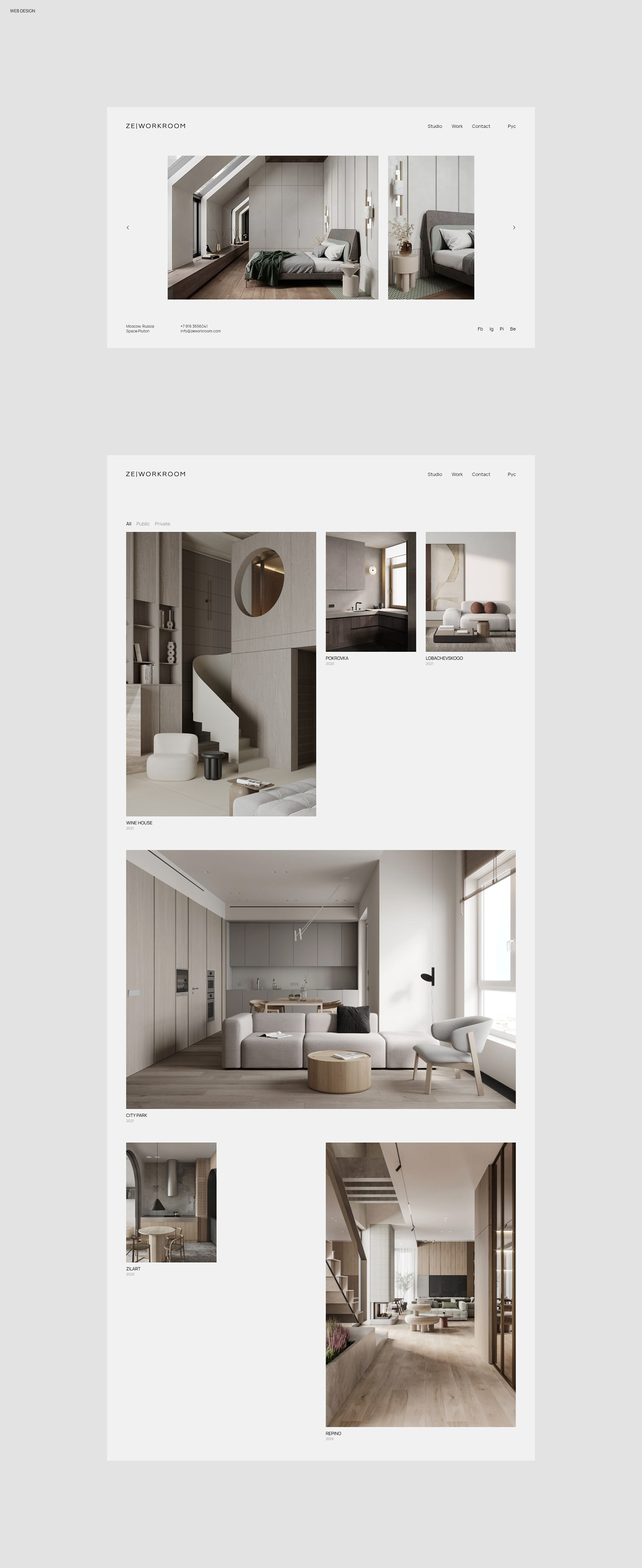 architectural Interior Minimalism portfolio UI ux Web Design  Webdesign Website wix