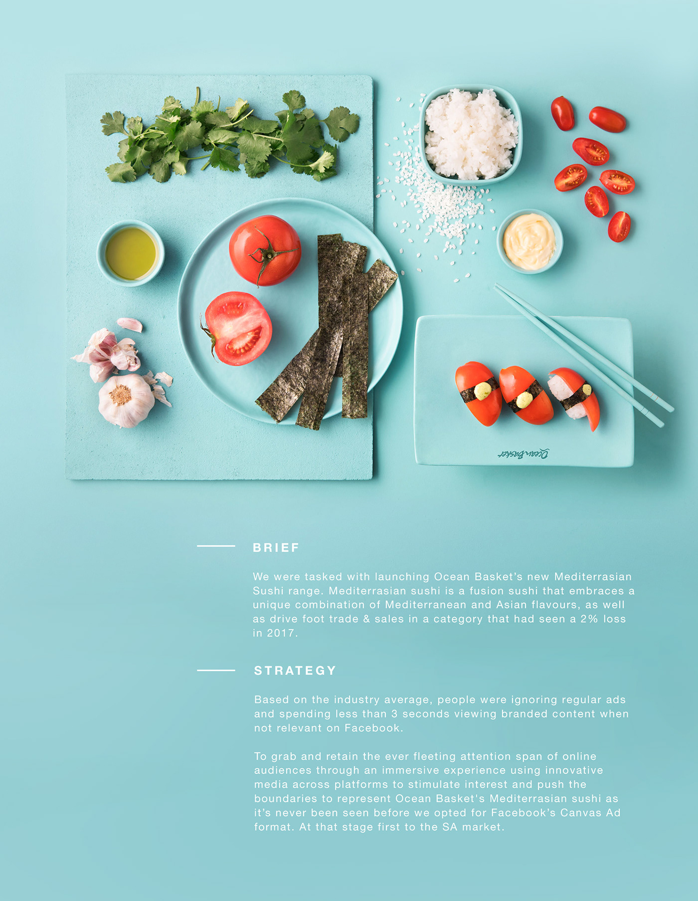 food photography Food Marketing Sushi ocean basket digital marketing colour blocking Food  seafood mediterranean asian