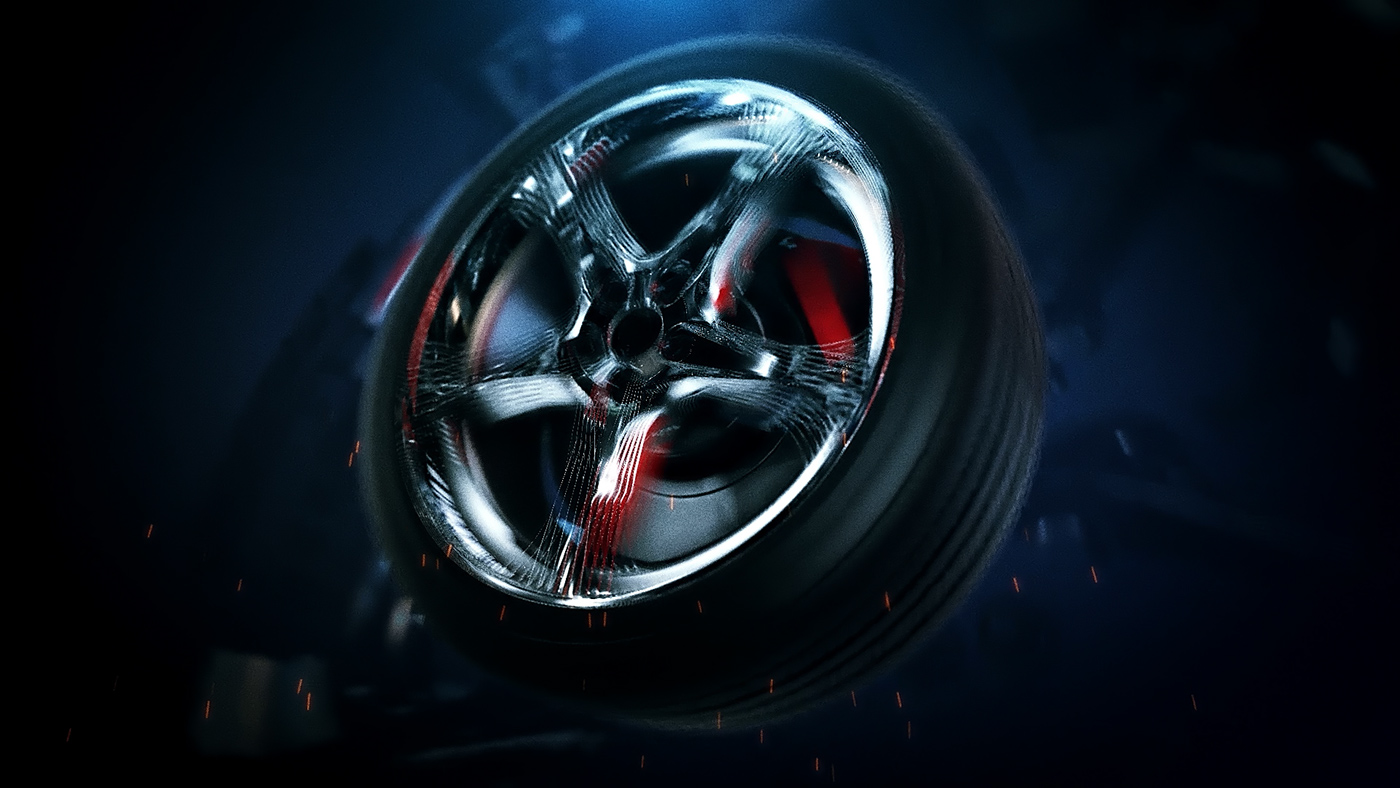 3D 2D car wheel cinema4d animation  3d animation motion graphic