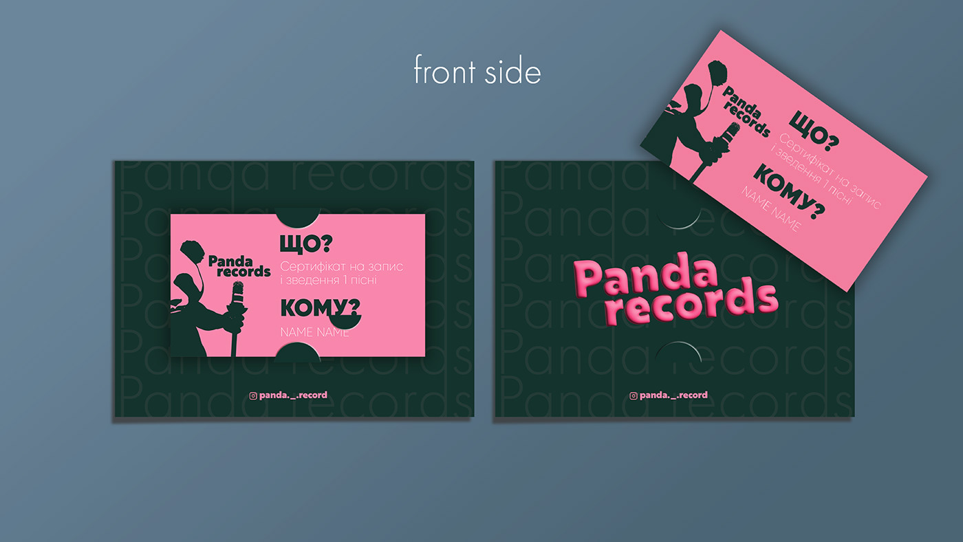 Recording studio Panda  graphic design  Illustrator visual identity Brand Design branding  adobe illustrator gift certificate Printed Materials