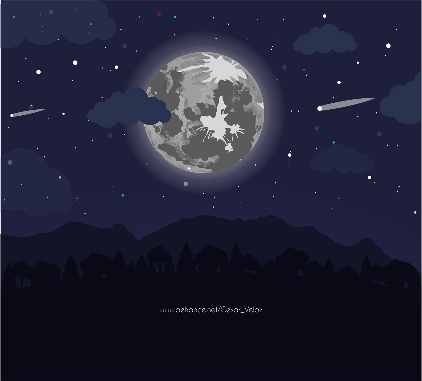 afftereffects ilustrator ilustrador moon stars earth night animation  animacion aguascalientes