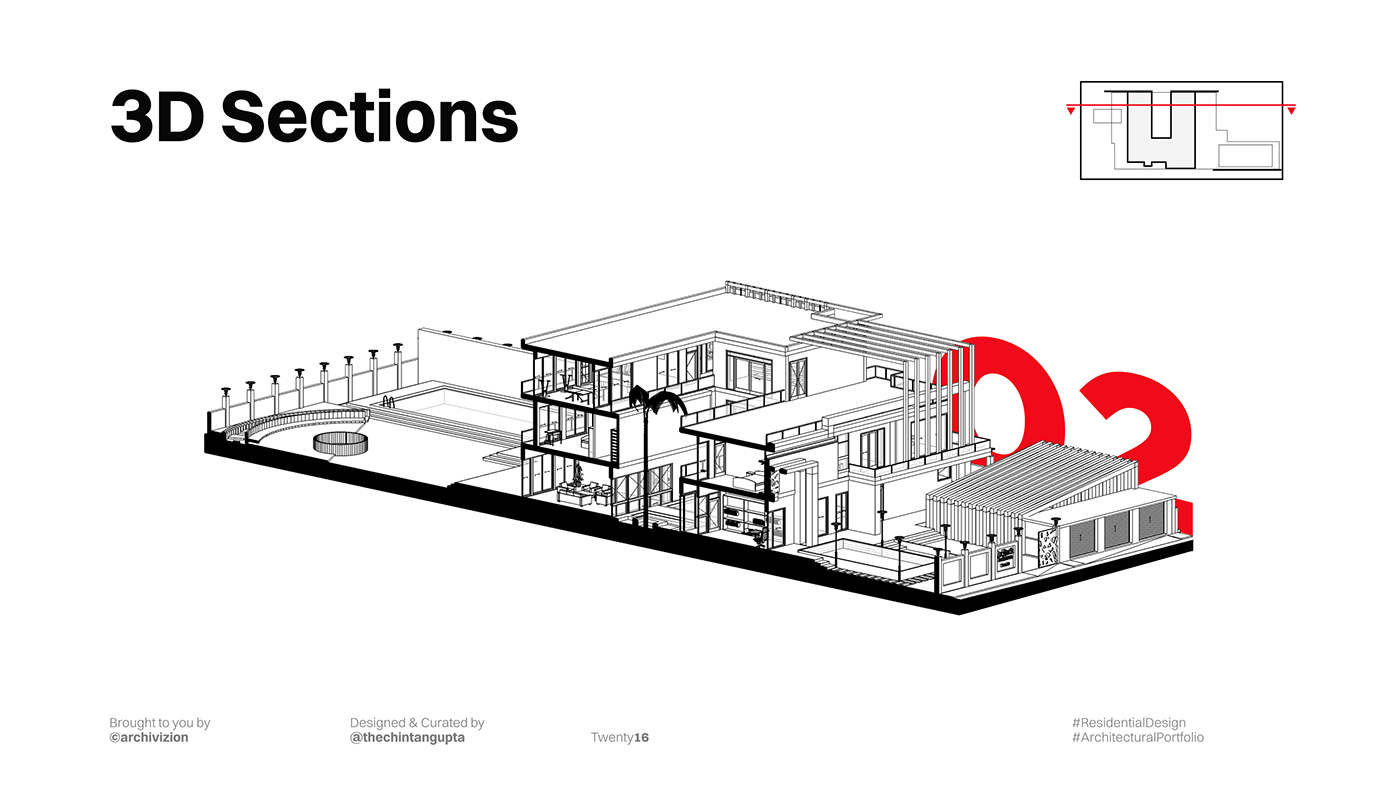architecture architect design house Residence Render 3D archviz Plan section