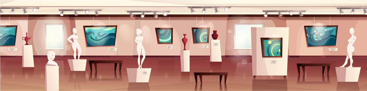 Art Gallery  cartoon design Exhibition  ILLUSTRATION  Interior museum background game
