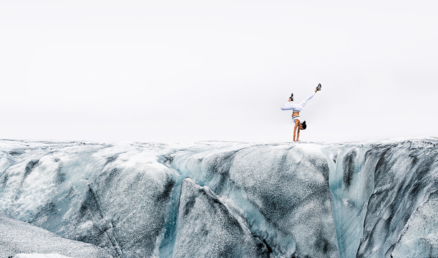 iceland fitness running Iceland Running Yoga glacier