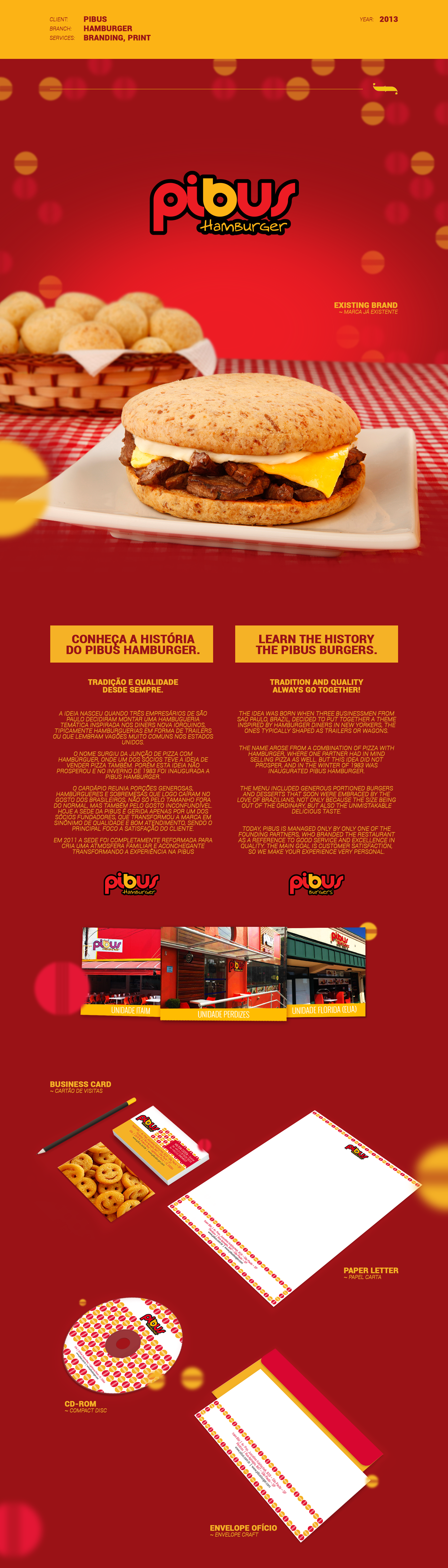 identity logo marca Pibus burger Food  estados unidos são paulo Stationery brand