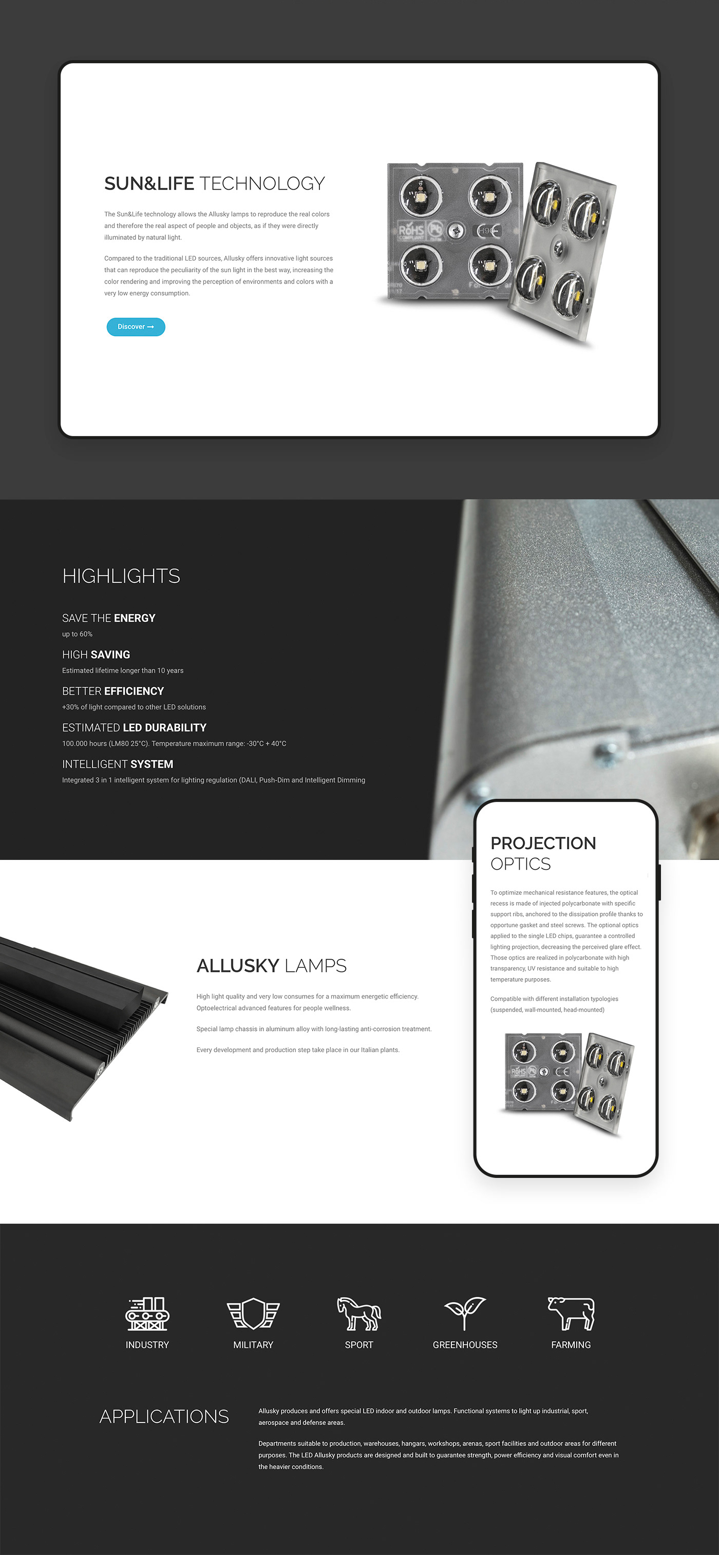 Web Design  wordpress Website led LED Light UI ux black and white minimal