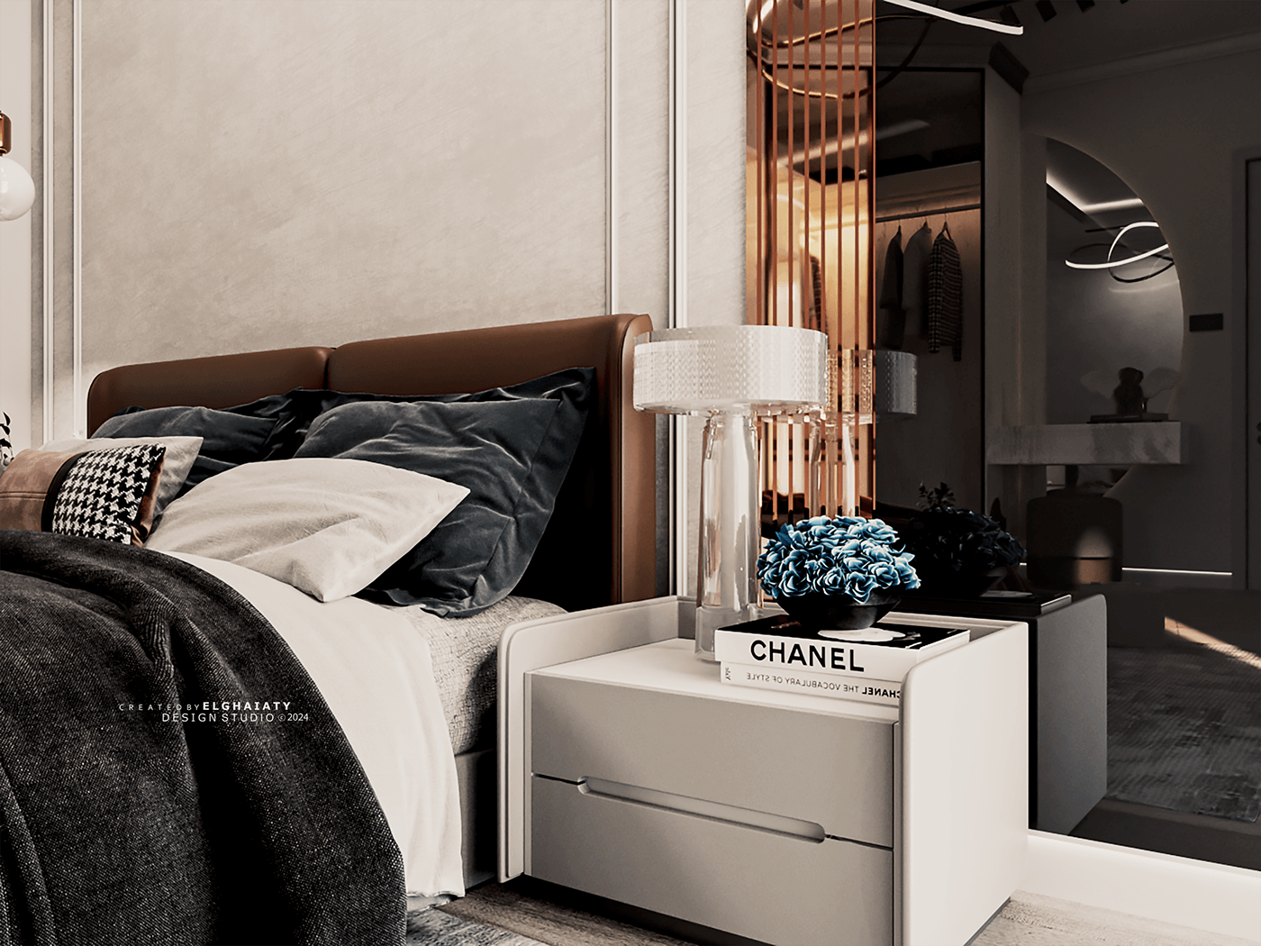 luxury bedroom design visualization interior design  Render architecture Interior furniture design  wood 3D