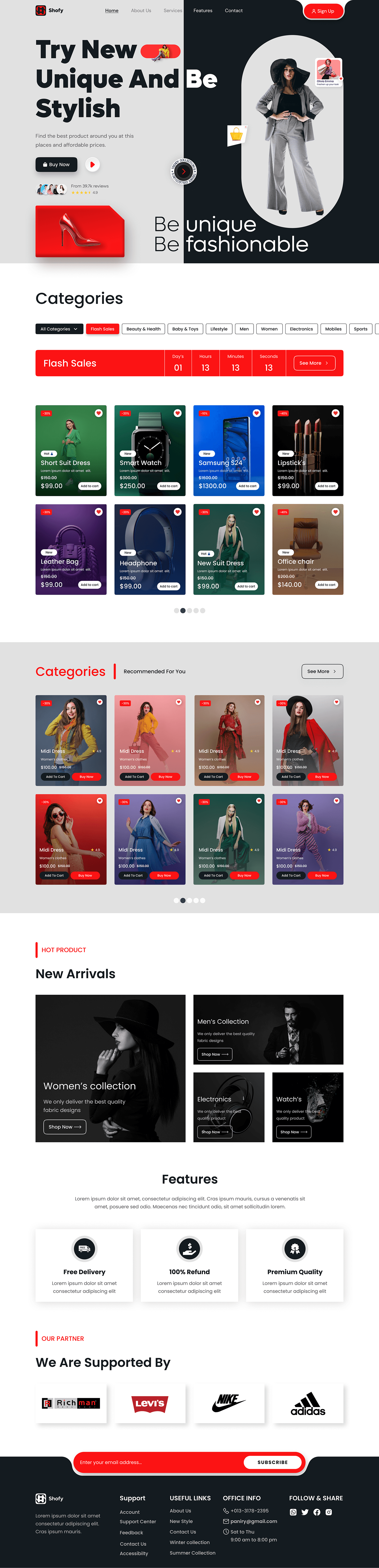home page Web designer e commerce shop e commerce design E COMMERCE Online shop landing page Website Design Fashion  website designer