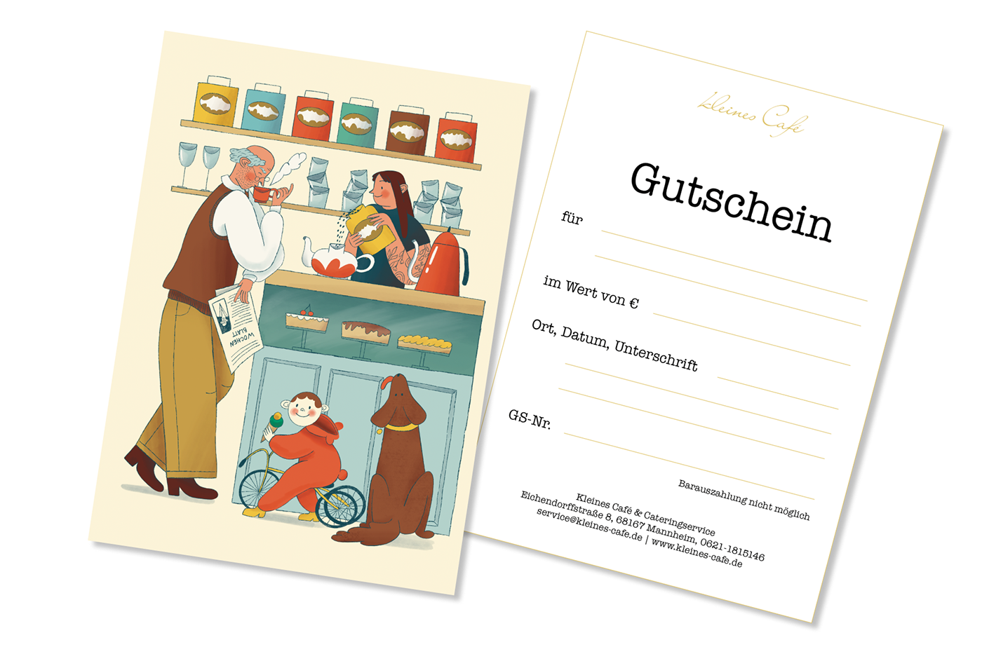 gutschein gift card gift cards postcards cafe Character design  Character Christmas new year restaurant