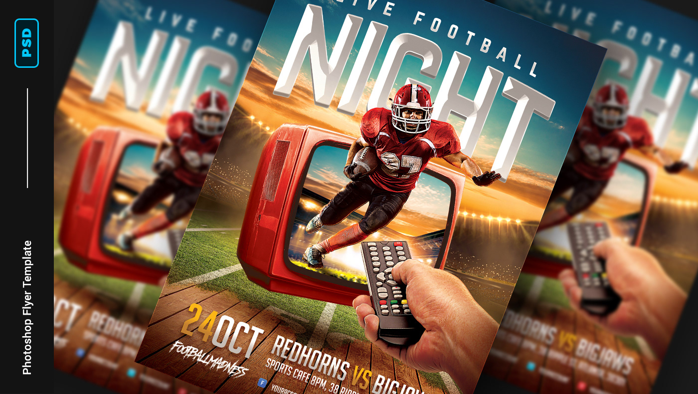 graphicriver flyer template poster template american football football football flyer superbowl college football tv show sport flyer