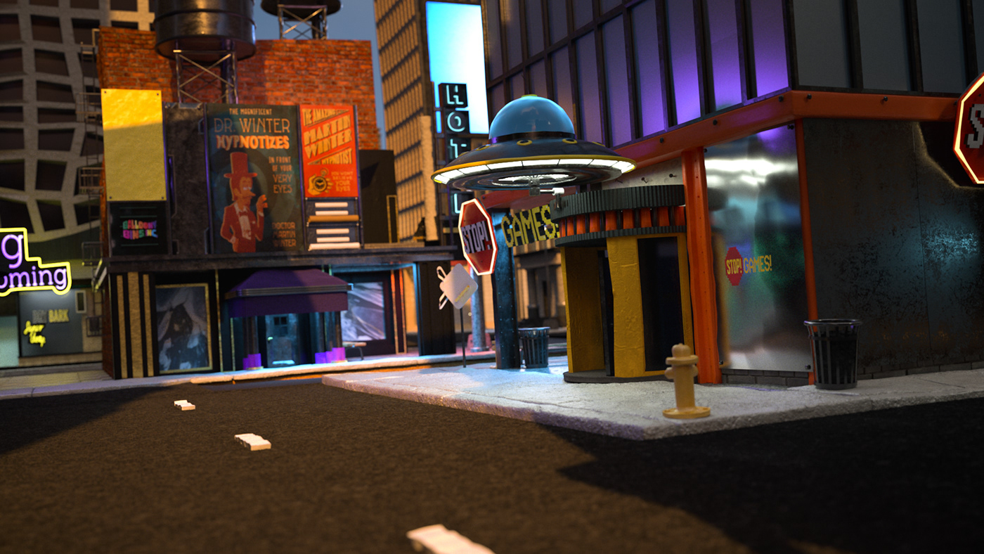 3D world 3d City crank yankers puppets Miniature imaginary city Octane Render AR vr 3D