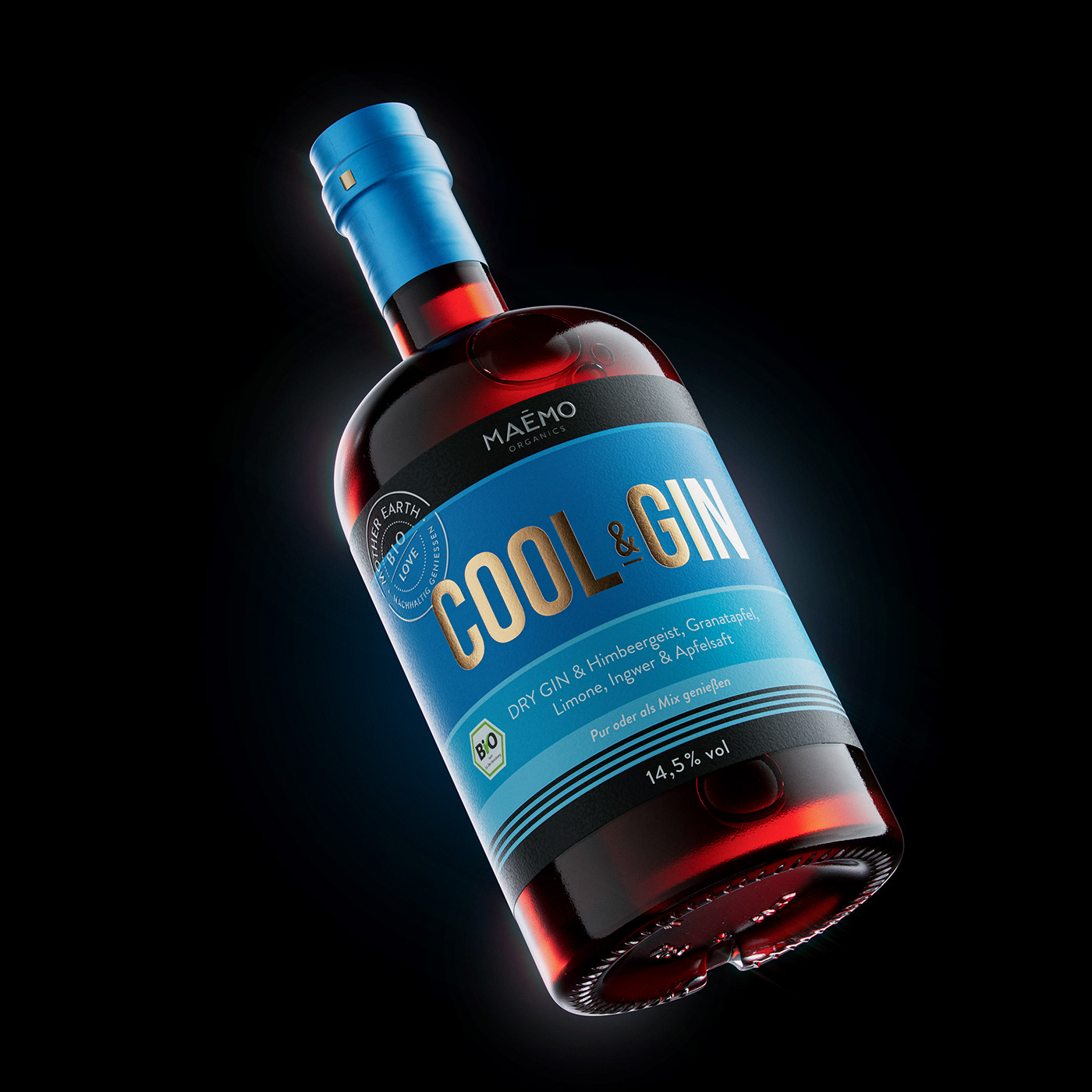 3D bottle CGI gin Packaging Render rendering Spirts Label visualization