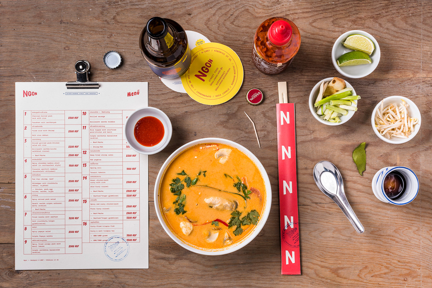 vietnam streetfood Thai restaurant Riso pho graphicdesign branding  asian ILLUSTRATION 