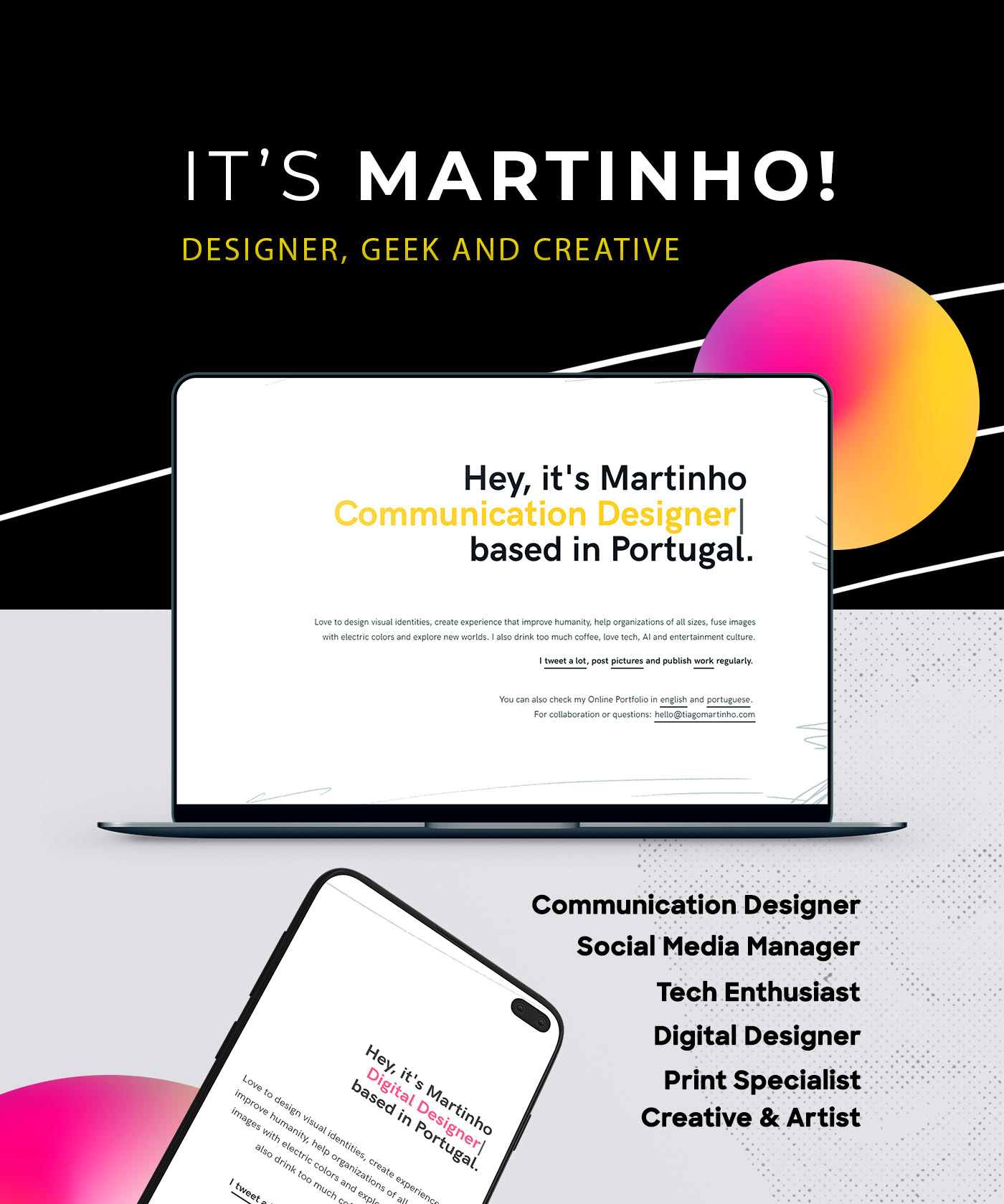 Tiago Martinho portfolio Website wordpress design graphic design  creative landing page Interface page
