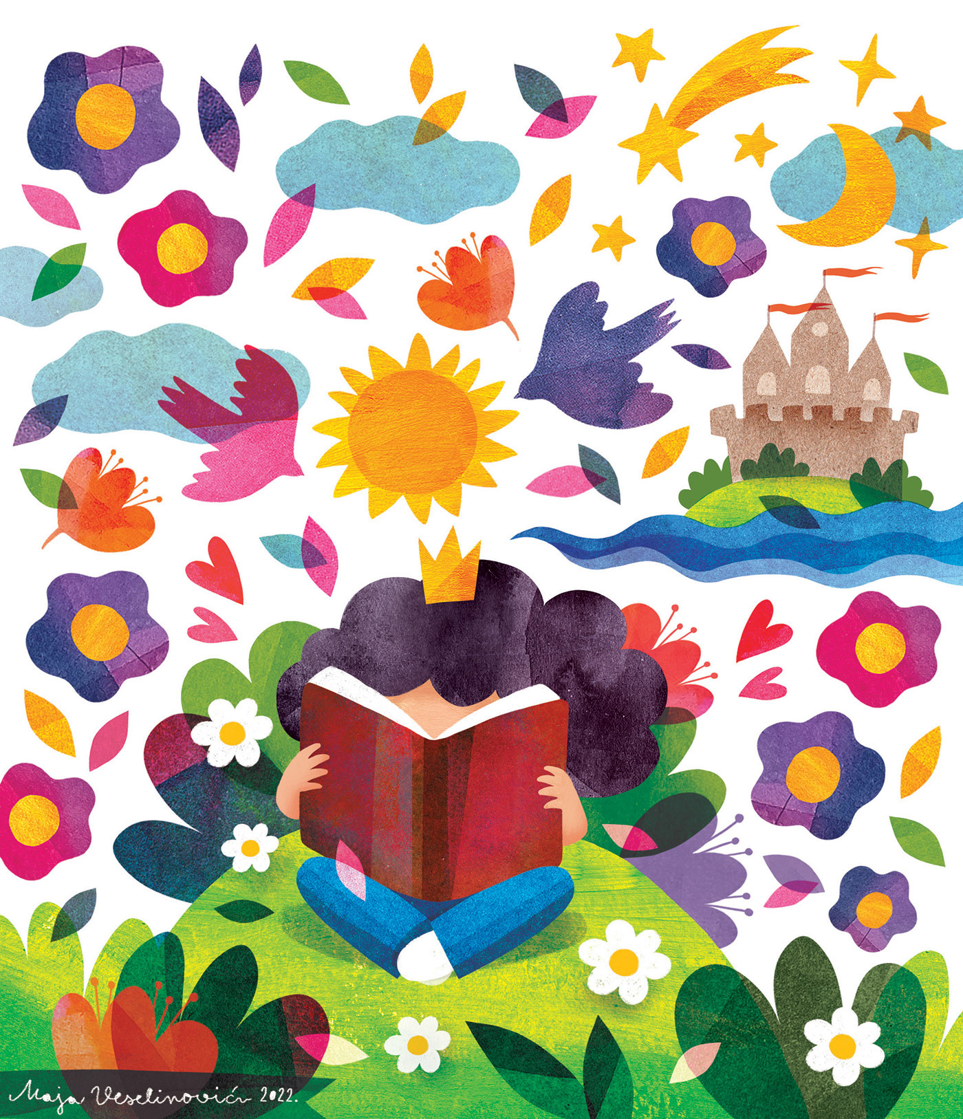 ILLUSTRATION  books bookstores fairytale floral Flowers kids Reading Stories summer