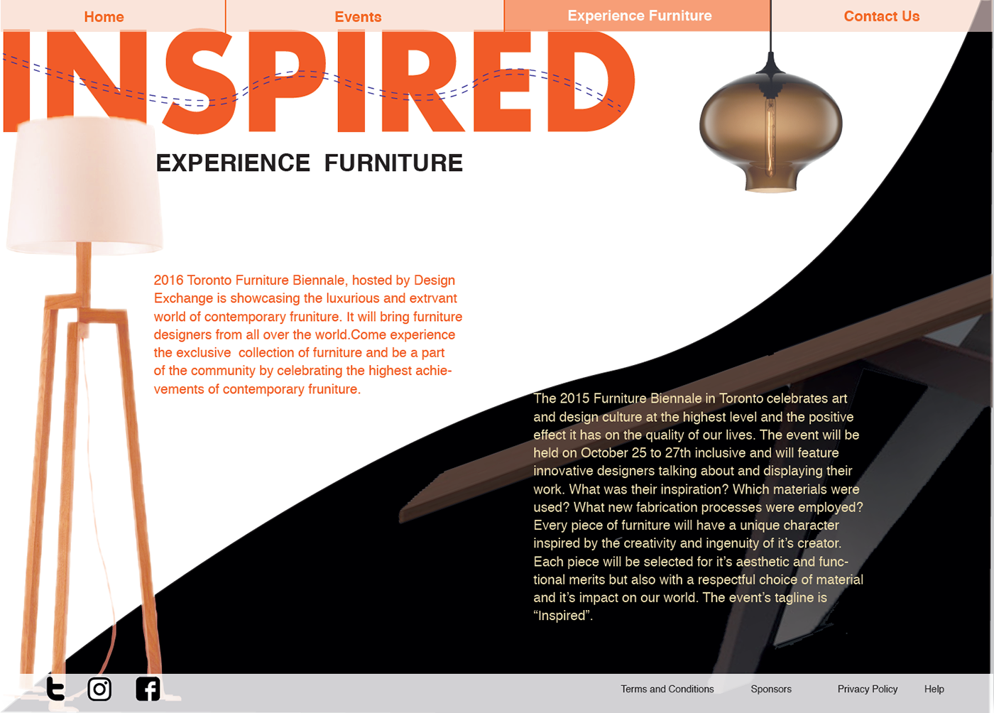 Website graphic design  Webdesign furniture biennale Toronto OCADU