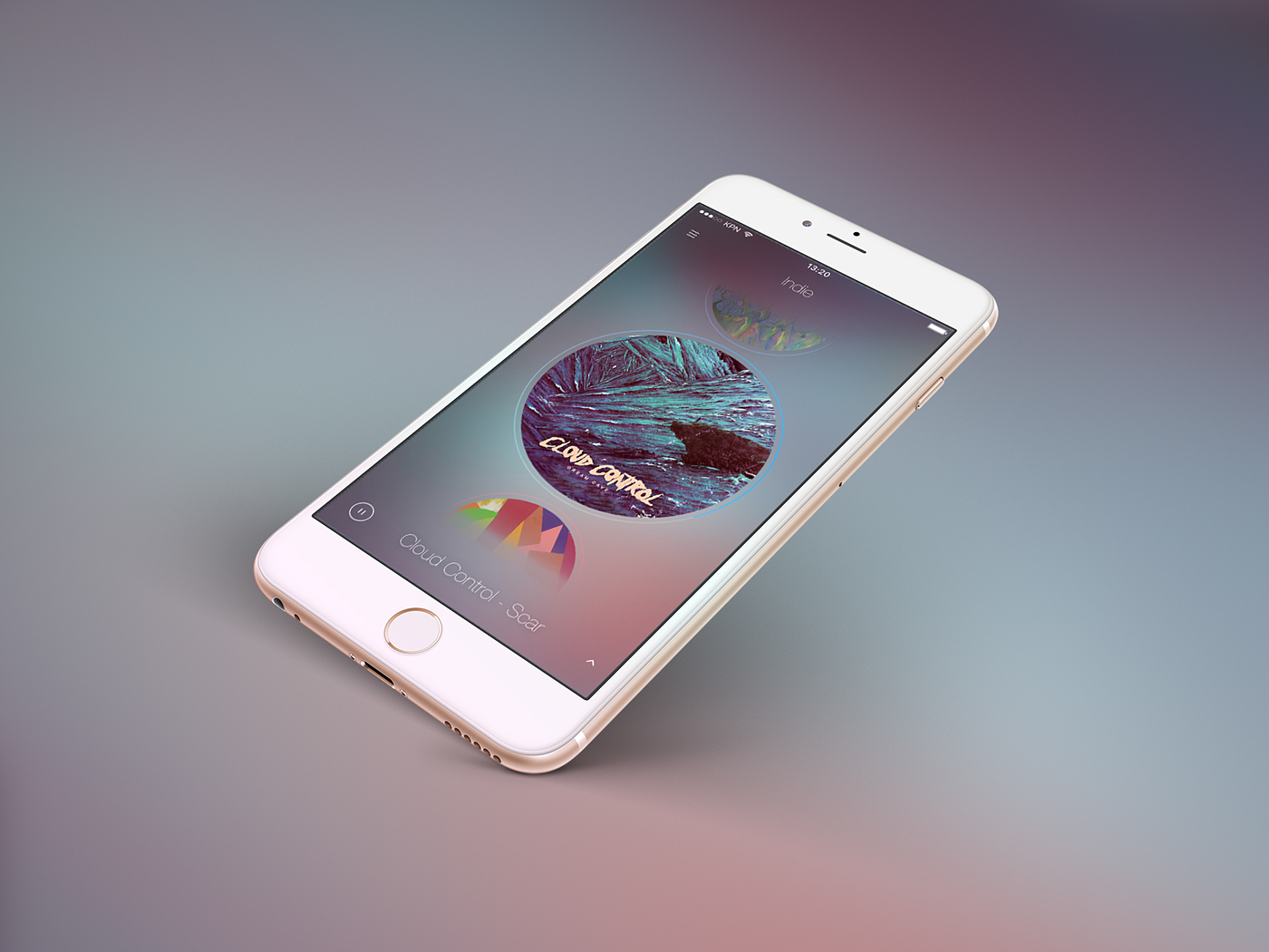 iphone music UI app blur minimal mobile playlist SWIPE spotify