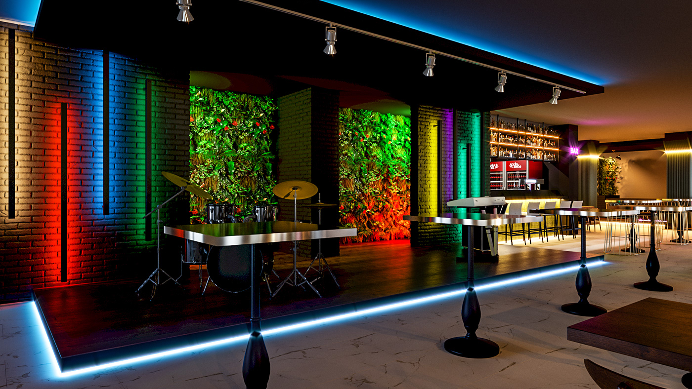 Interior 3D Render vray corona night club boss