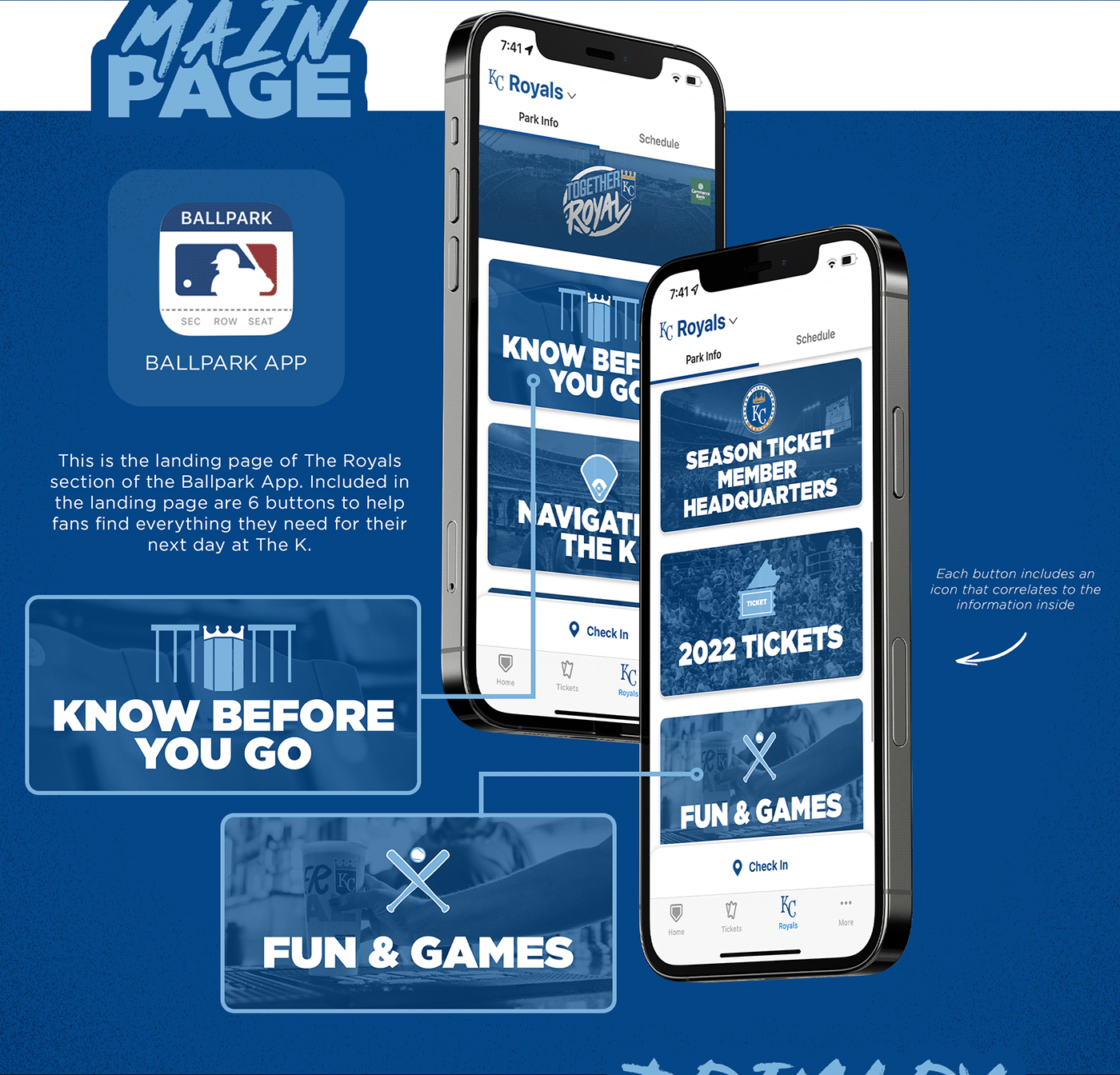 app app design ballpark baseball icon design  Kansas City Royals mlb mlb baseball mlb design Royals