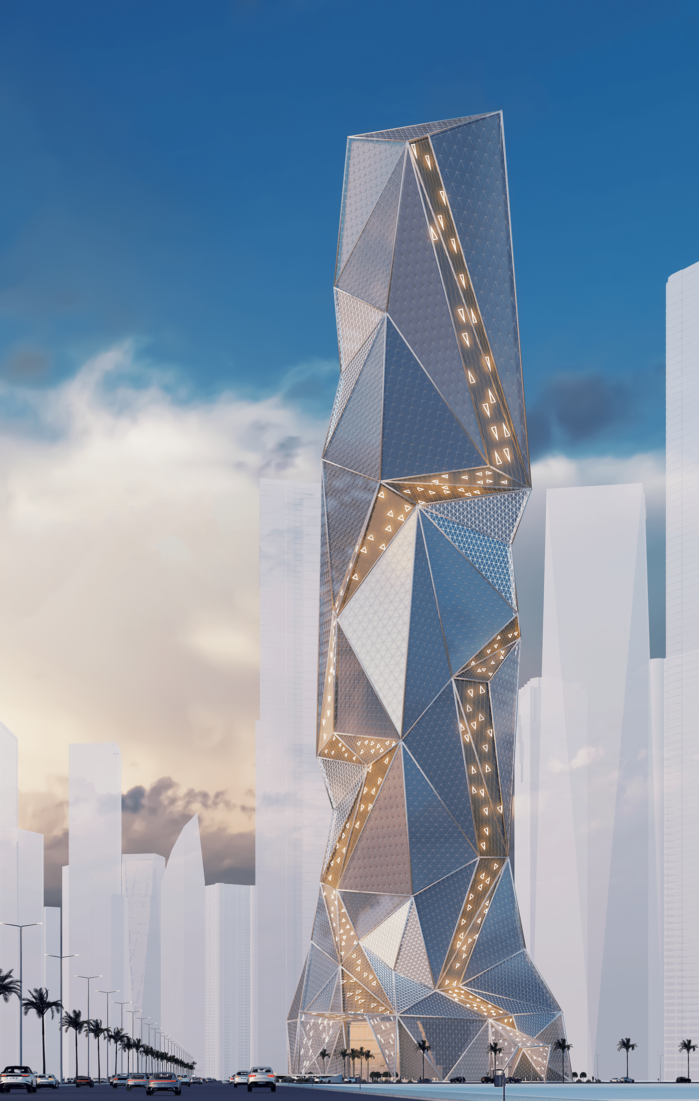 architectural design architecture deconstruction gold interior design  Landmark Landscape skyscraper tower Triangles