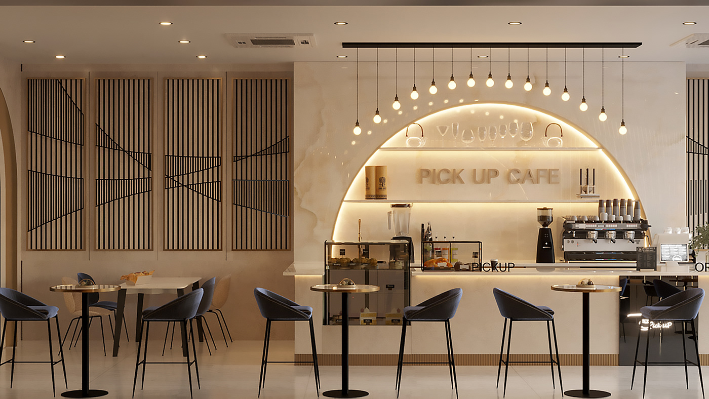3ds max architecture archviz coffee shop corona interior design  modern Render Retail design visualization