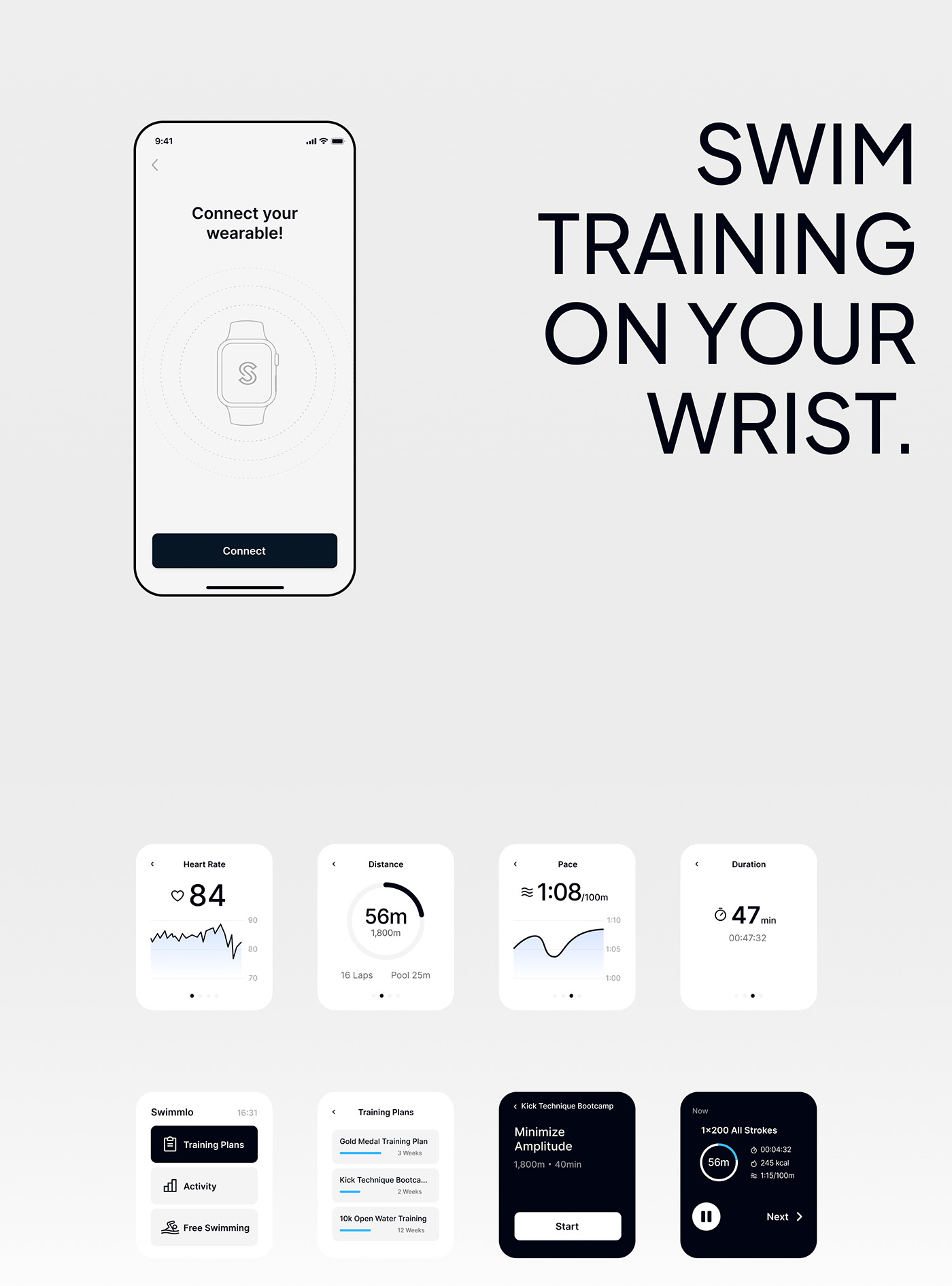 sports swimming Mobile app product design  fitness gym UI/UX ui design ux Figma