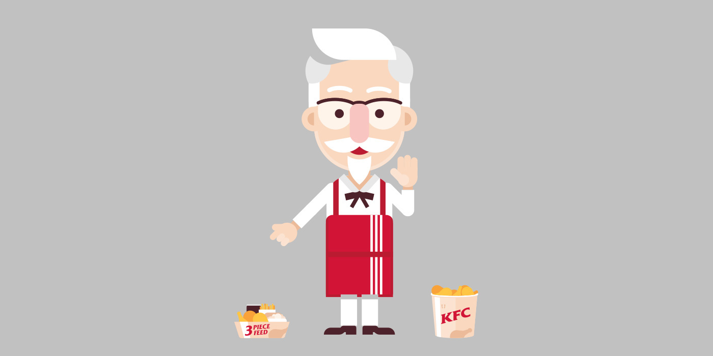 2D ILLUSTRATION  Illustrator Character design Colonel Sanders KFC