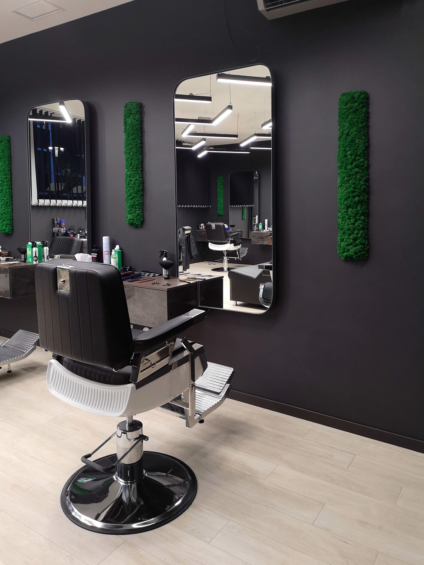3D visualization Interior design black man photo perfect barbershop