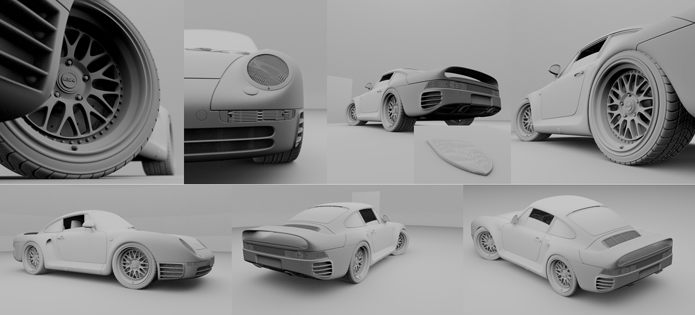 Porsche car automotive   CGI 3D Render blender 3d modeling blender3d cycles