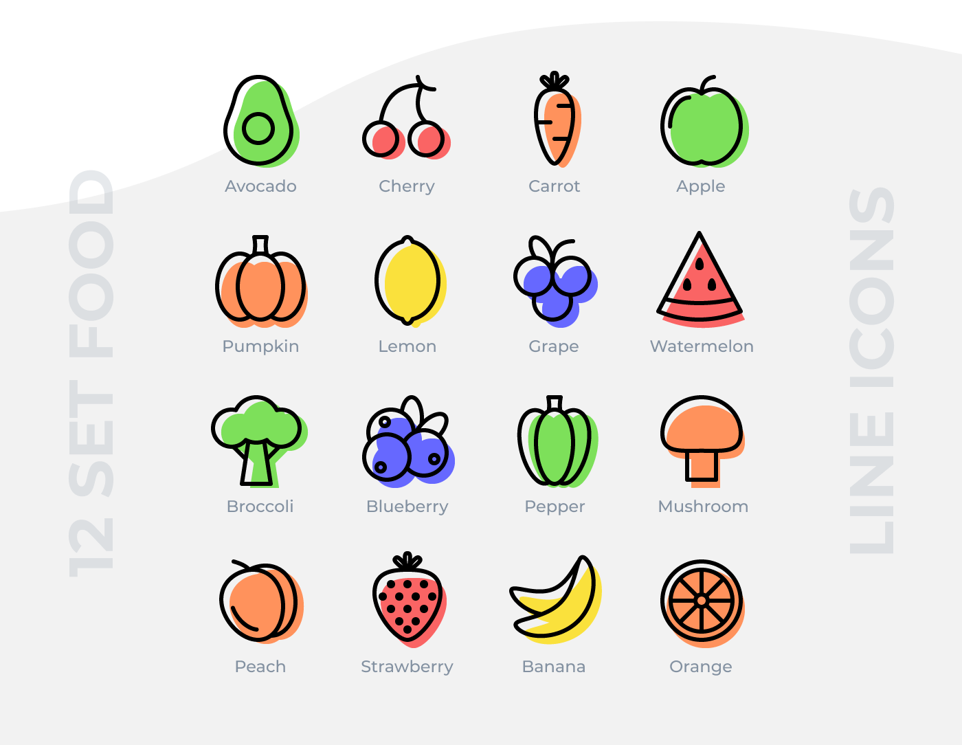 icons Food  design Graphic Designer adobe illustrator vector Fruit app design Mobile app icon design 