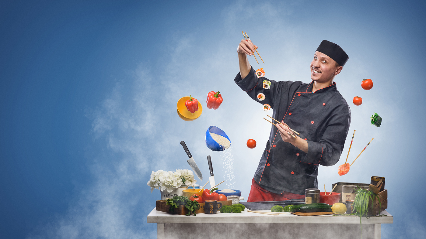 Sushi cook Magic   compose compositing manipulations retouch Food  Tomato Still