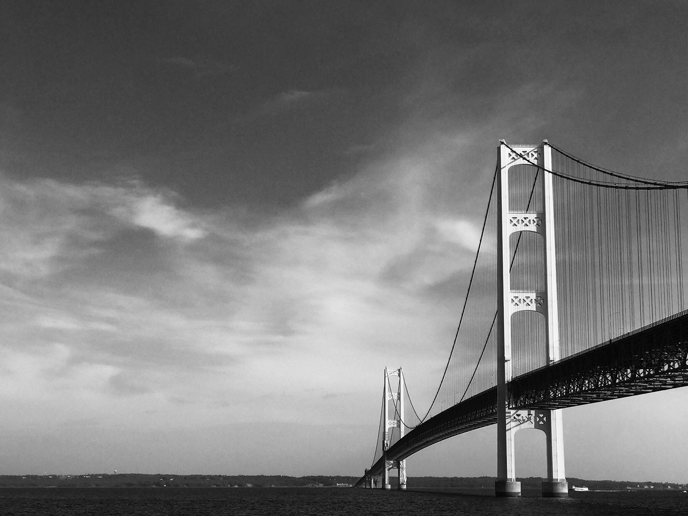 mackinac bridge black and white