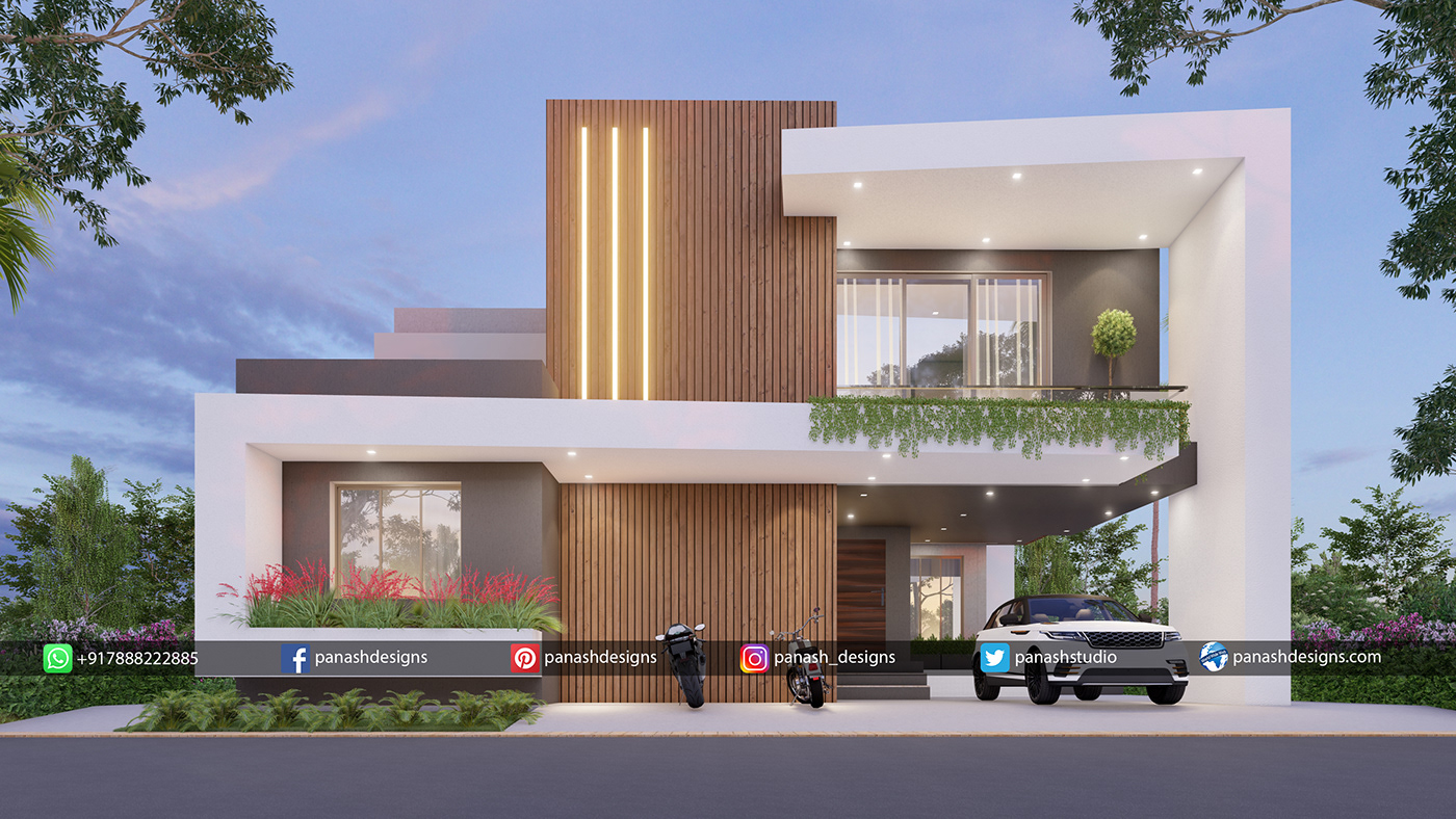 3D architecture Bungalow exterior home house interior design  modern Render visualization