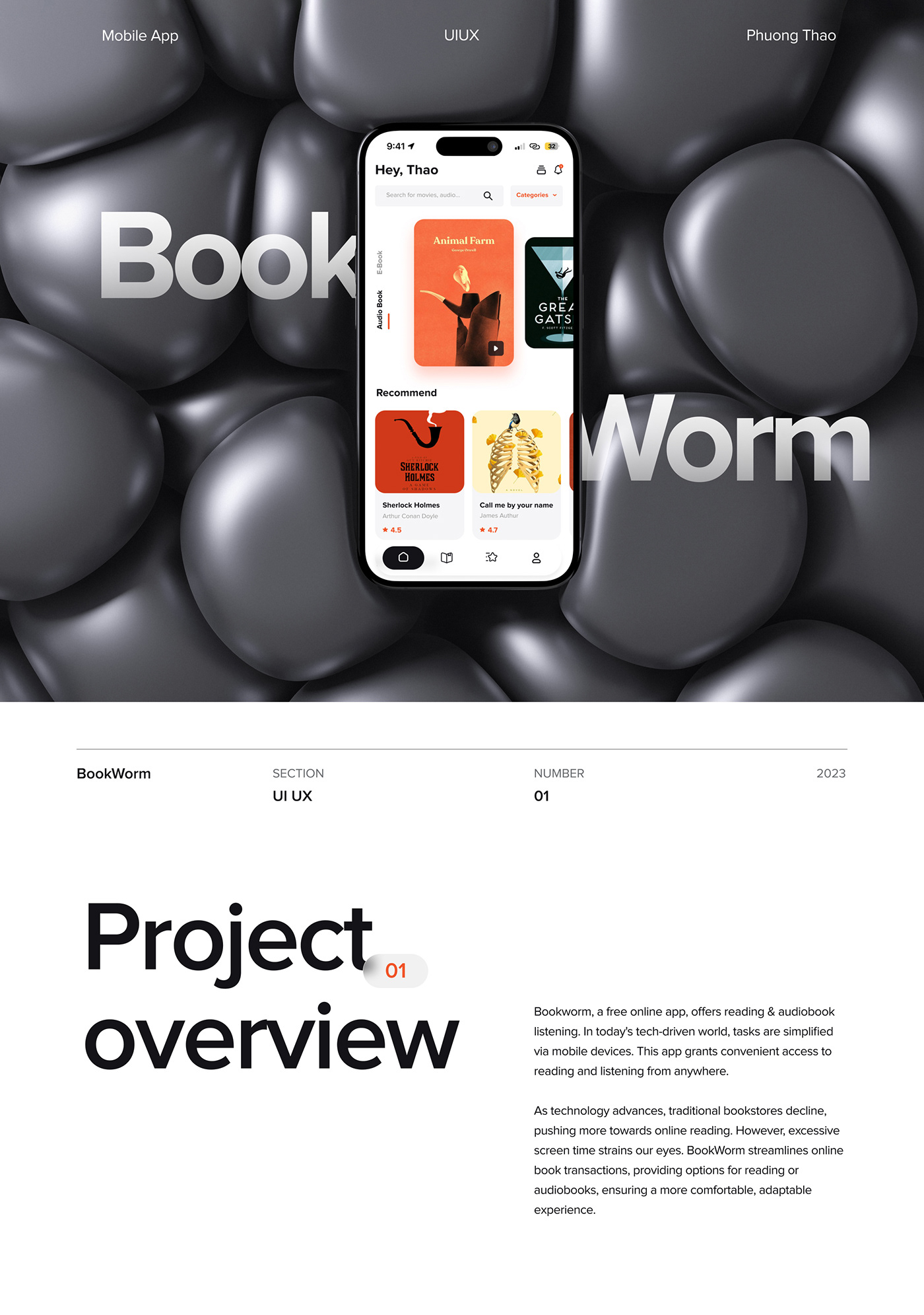 mobile app phone UI/UX ui design book Case Study audiobook ebook showcase