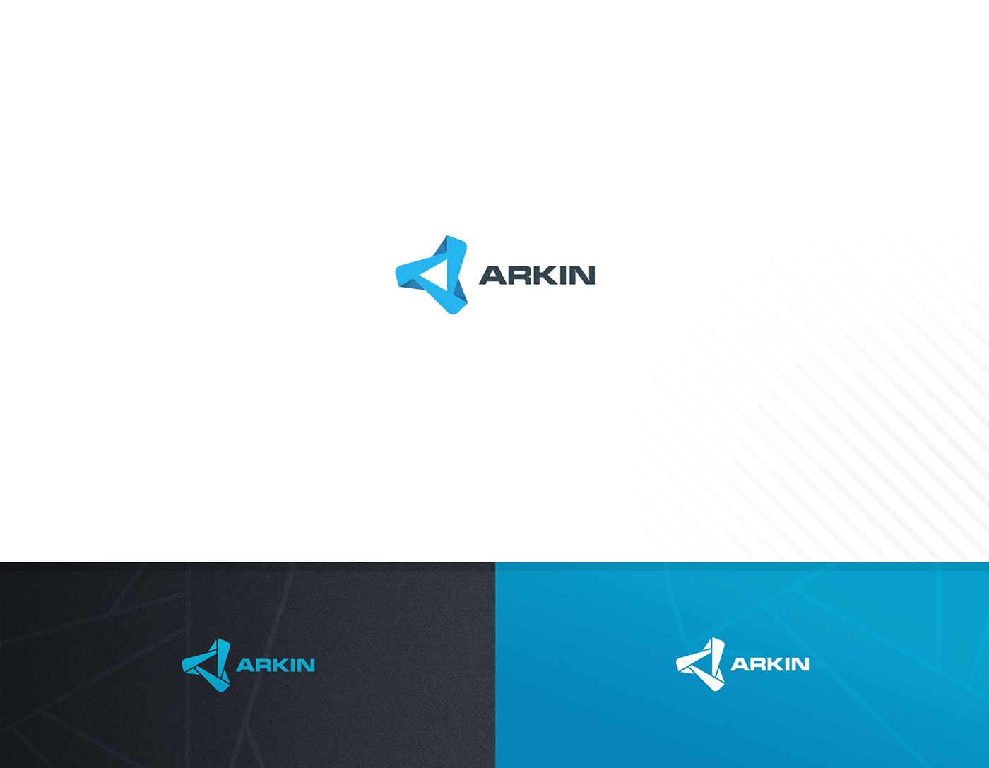 logo xalion arkin blue tri 3D simple complex brand identity business card Stationery usama awan