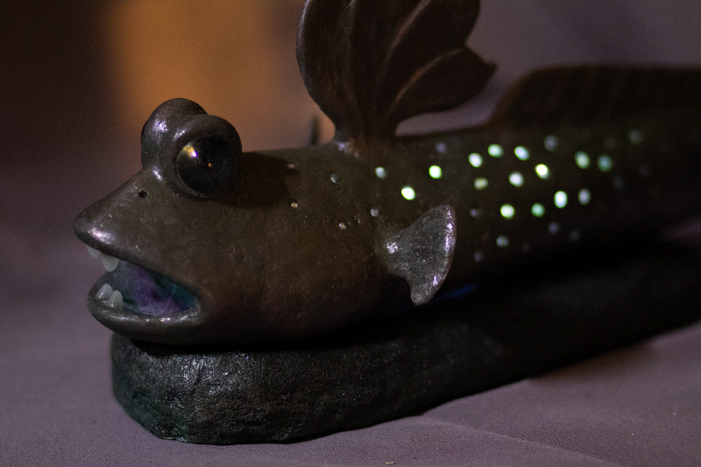 indoor lighting lampdesign mudskipper fish funny sculpting  polymer clay handmade cute fish