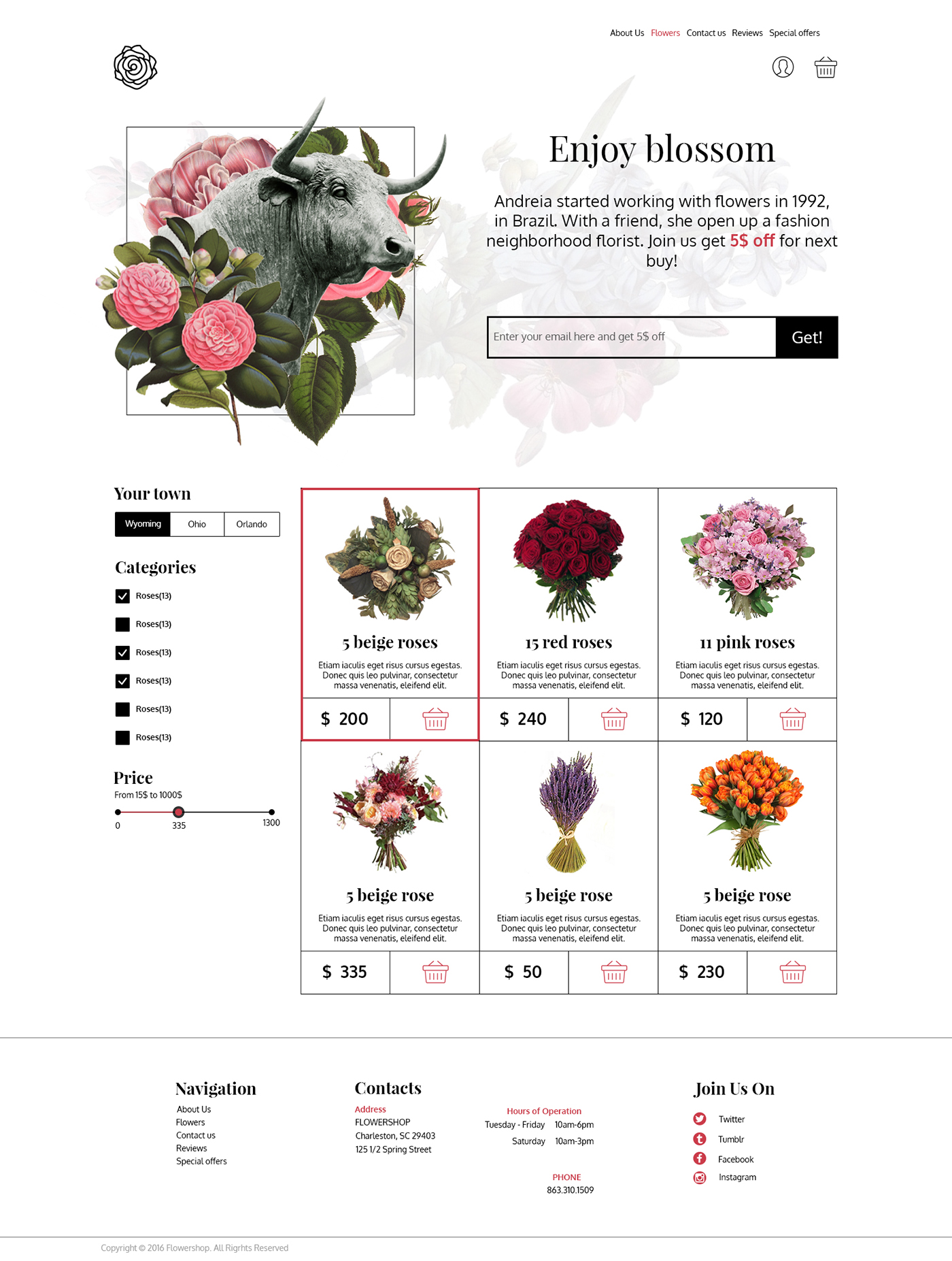 e-commerce Web UI Flowers Flora store beauty wedding Bouquet